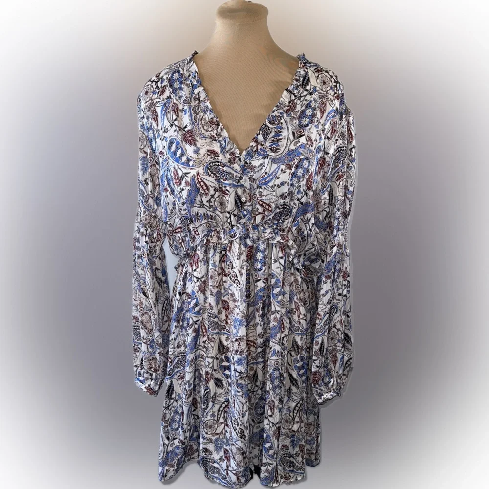 Zara Long Sleeve Paisley Floral Boho Dress - Picture 1 of 7